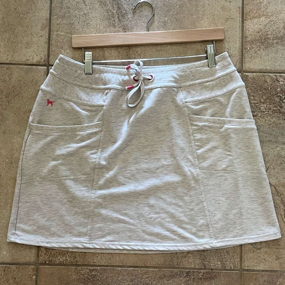 The Black Dog Light Gray Drawstring Mini Skirt with Pockets
